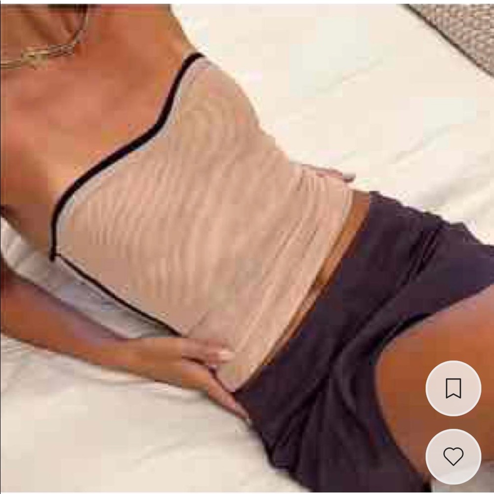 reversible tan and black lace up tube top